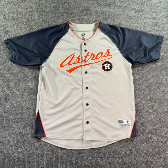 Dynasty Series Other - Dynasty Houston Astros Baseball Jersey Mens XL Grey Navy Blue MLB Button Front